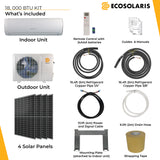 ECOSOLARIS Kit Mini-Split Solaire Hybride 18 000 BTU + 1600 Watts de PV Solaire—Thermopompe et climatiseur certifié Energy Star