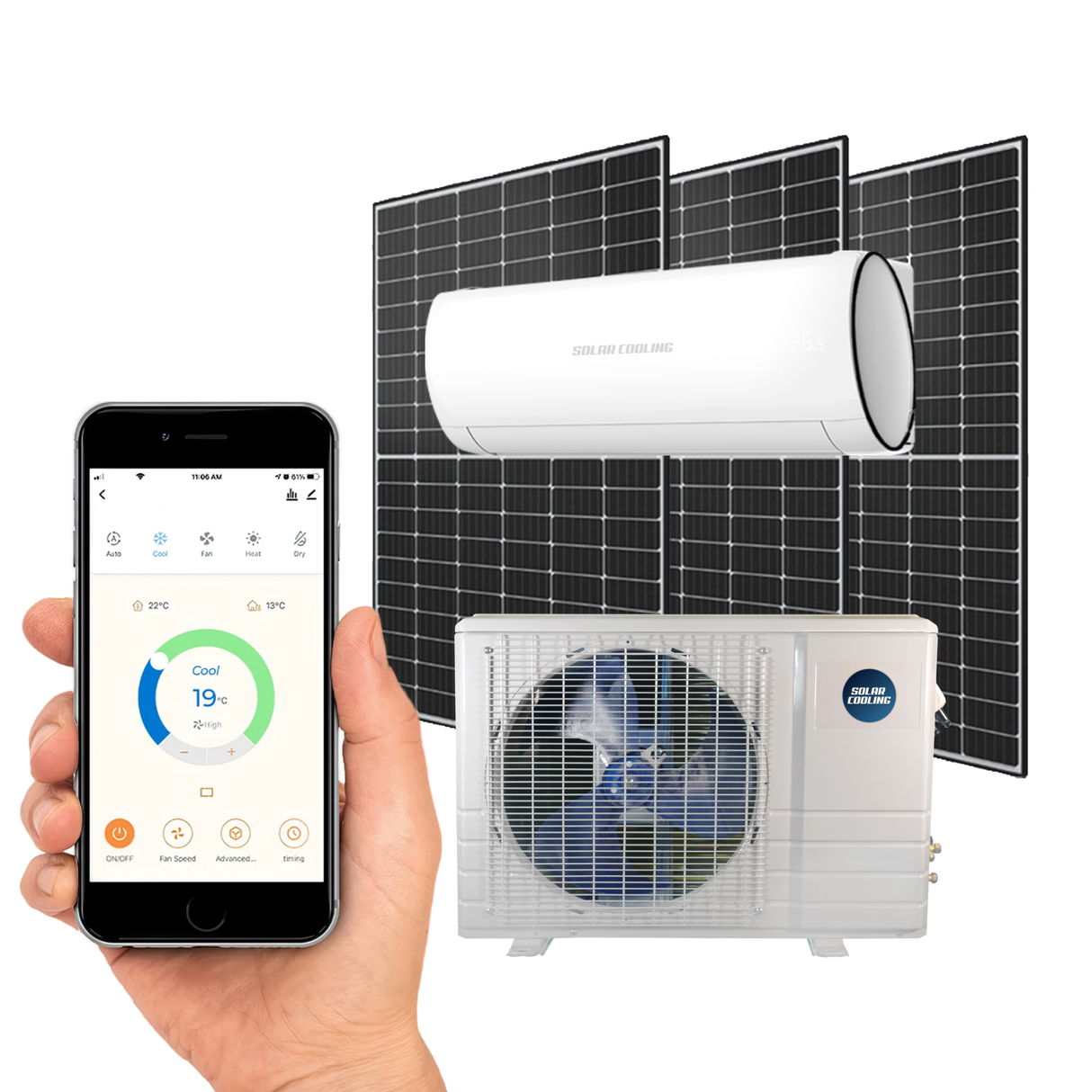 KIT 18,000 BTU — Hybrid Solar Mini-Split + 1,500 Watts of Solar PV — Air Conditioner Heat Pump Energy Star Certified — SEER2 21.7