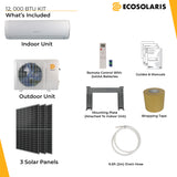 ECOSOLARIS Kit Mini-Split Solaire Hybride 12 000 BTU + 1200 Watts de PV Solaire—Thermopompe et climatiseur certifié Energy Star